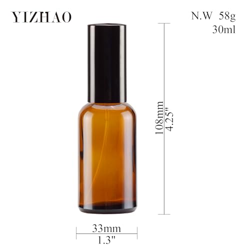 YIZHAO Amber Glass Spray Bottles 1oz with Small Fine Mist Spray Metal Cap Refillable for Essential OilTravelCleaningPerfumeAromatherapyMakeup 6 Pcs - Image 5