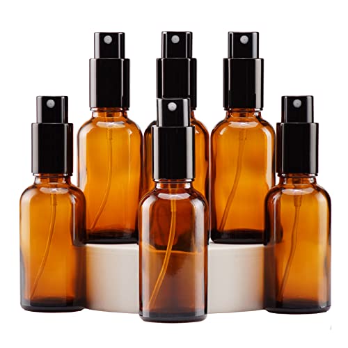 YIZHAO Amber Glass Spray Bottles 1oz with Small Fine Mist Spray Metal Cap Refillable for Essential OilTravelCleaningPerfumeAromatherapyMakeup 6 Pcs - Image 2