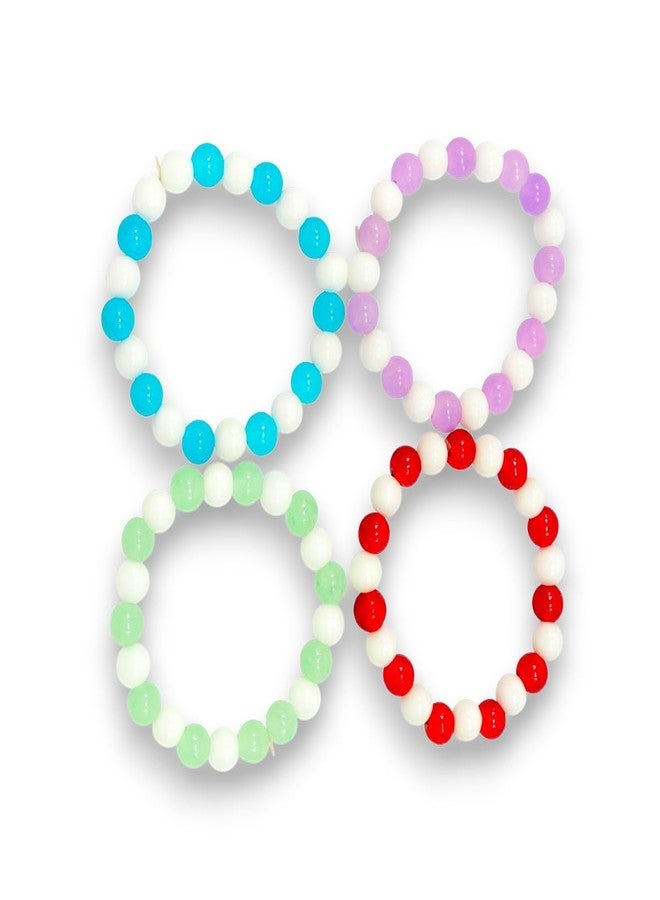ACCESSHER Stylish Blue-White Beaded Bracelet | Elastic Adjustable Hand Accessories Jewellery For Gift | Stretchable Bead Korean Bracelet for Women & Girls (Multicolor) - Image 1