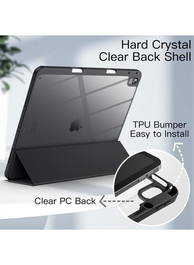 جي تيك حافظة لجهاز ايباد اير 13 انش M2 2024 مع حامل قلم شفاف خلفي شفاف حامل رفيع مقاوم للصدمات غطاء لوحي مع خاصية الاستيقاظ التلقائي باللون الأسود - Image 3