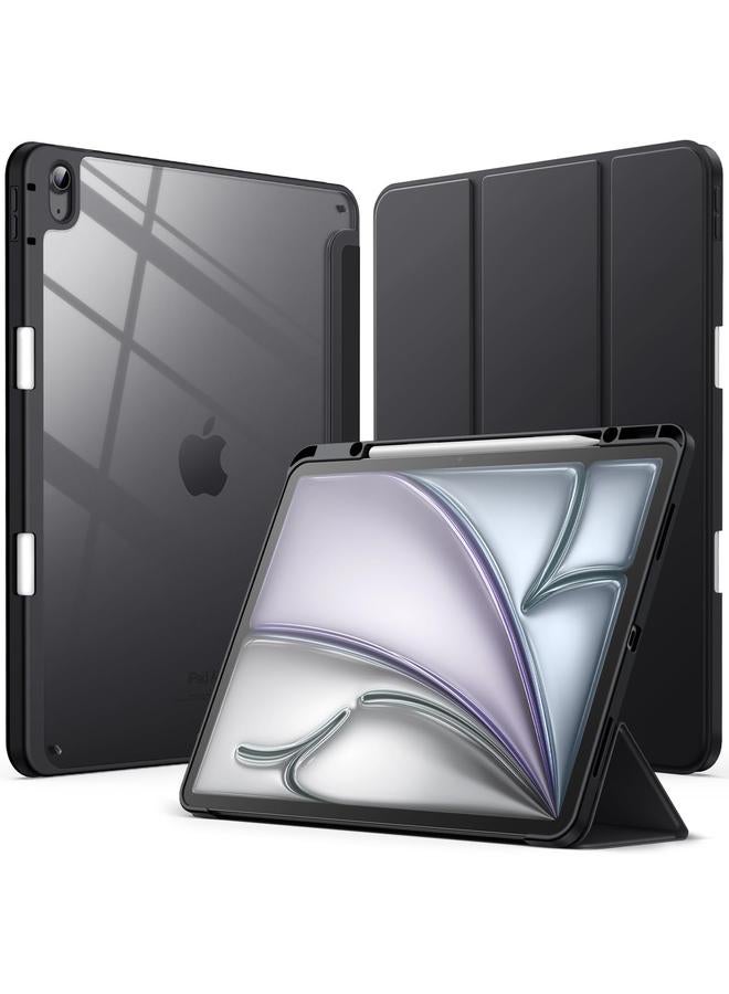 جي تيك حافظة لجهاز ايباد اير 13 انش M2 2024 مع حامل قلم شفاف خلفي شفاف حامل رفيع مقاوم للصدمات غطاء لوحي مع خاصية الاستيقاظ التلقائي باللون الأسود - Image 1