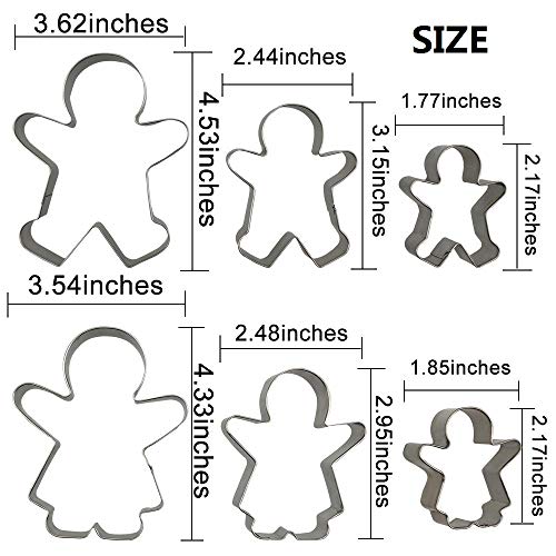 IShang Gingerbread Man and Gingerbread Woman Shaped Cookie Cutters Set of 6 pcs, Stainless Steel Christmas Gingerbread Families Boys and Girls Fondant Cut-outs Set Baking DIY Molds - Image 3