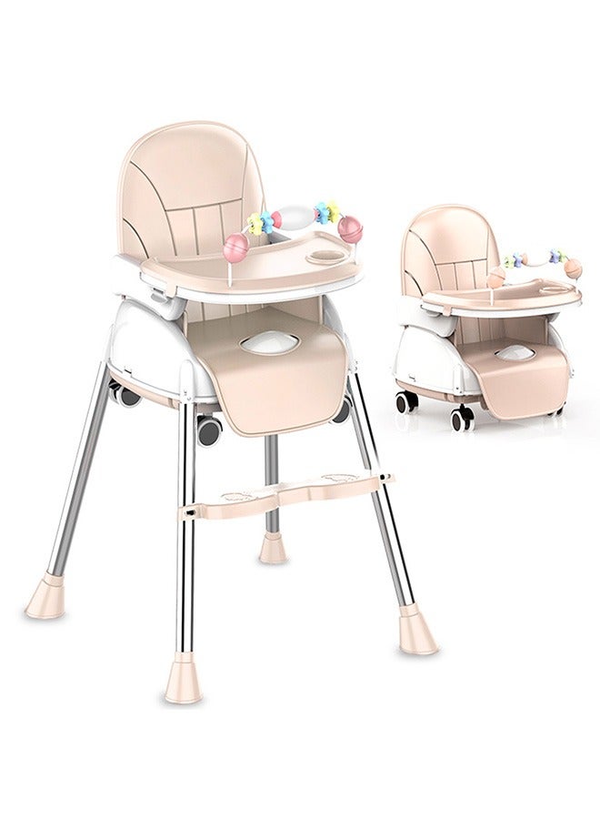 Baby Highchair For Eating Foldable Portable Household Multifunctional Baby Dining Car With Roller Wheels