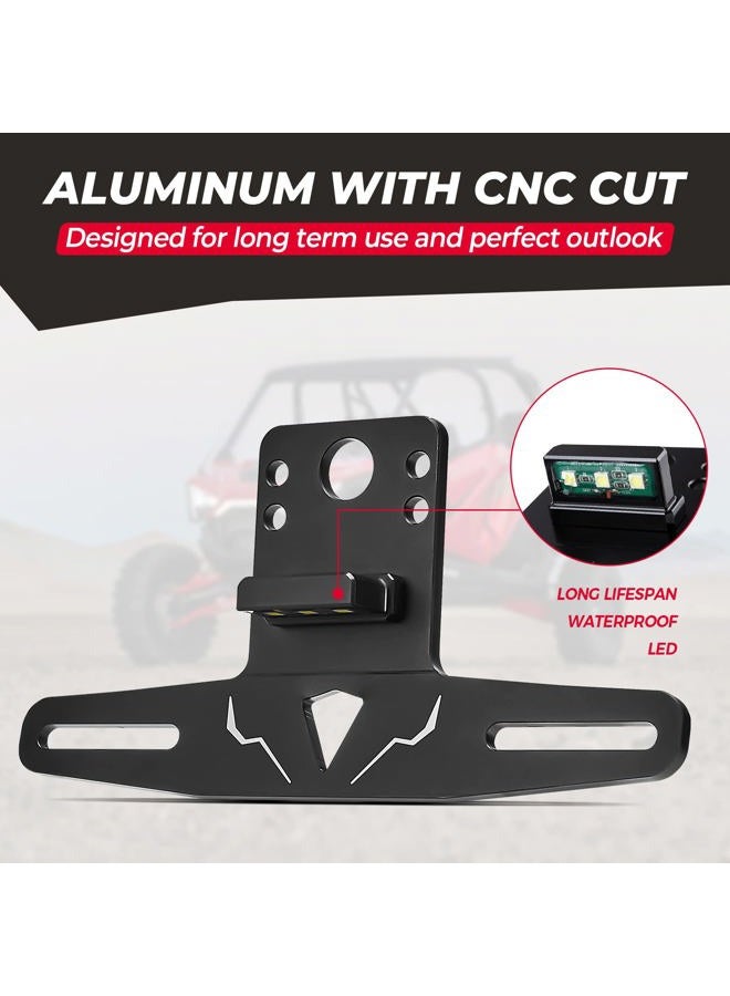 KEMIMOTO UTV License Plate Holder with Light Aluminum License Plate Frame Mount for Golf Cart RV Truck Snowmobile Trailer Boat SxS Compatible with Can-Am Maverick X3 Polaris RZR Ranger Sportsman - Image 2