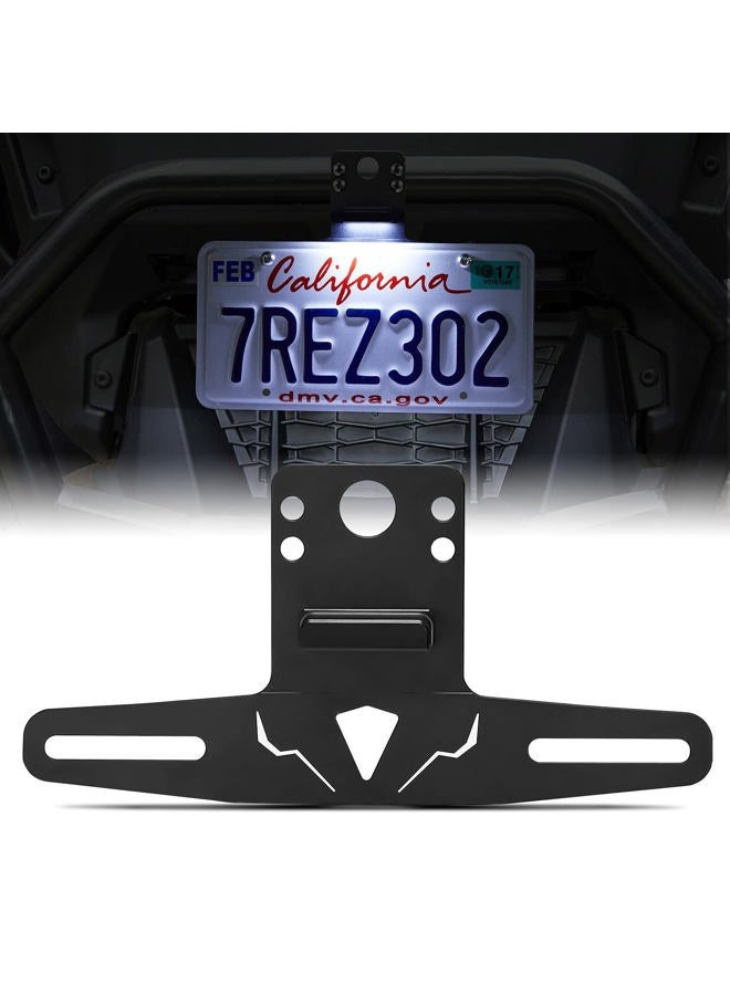 KEMIMOTO UTV License Plate Holder with Light Aluminum License Plate Frame Mount for Golf Cart RV Truck Snowmobile Trailer Boat SxS Compatible with Can-Am Maverick X3 Polaris RZR Ranger Sportsman - Image 1