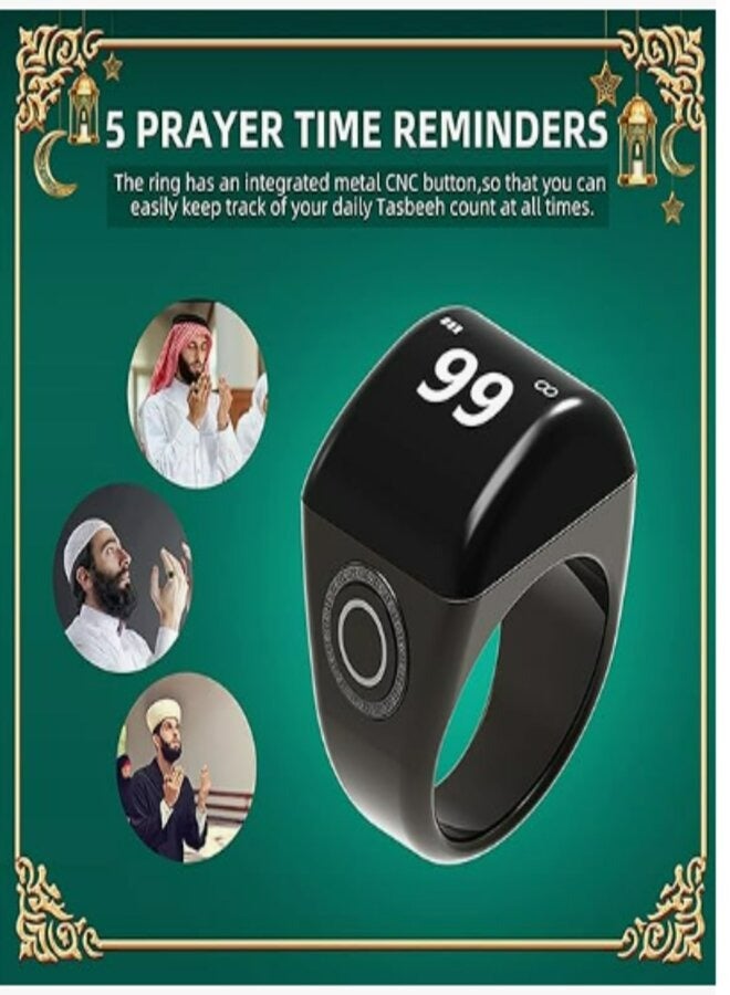 Smart Ring, Muslim Prayer, Prayer timing reminder, OLED display, Tasbih Counter, Smart Ring, IPX7 Waterproof,Comes with a charging case Compatible With 3 Size 18mm 20mm 22 mm 3 Strap - Image 3