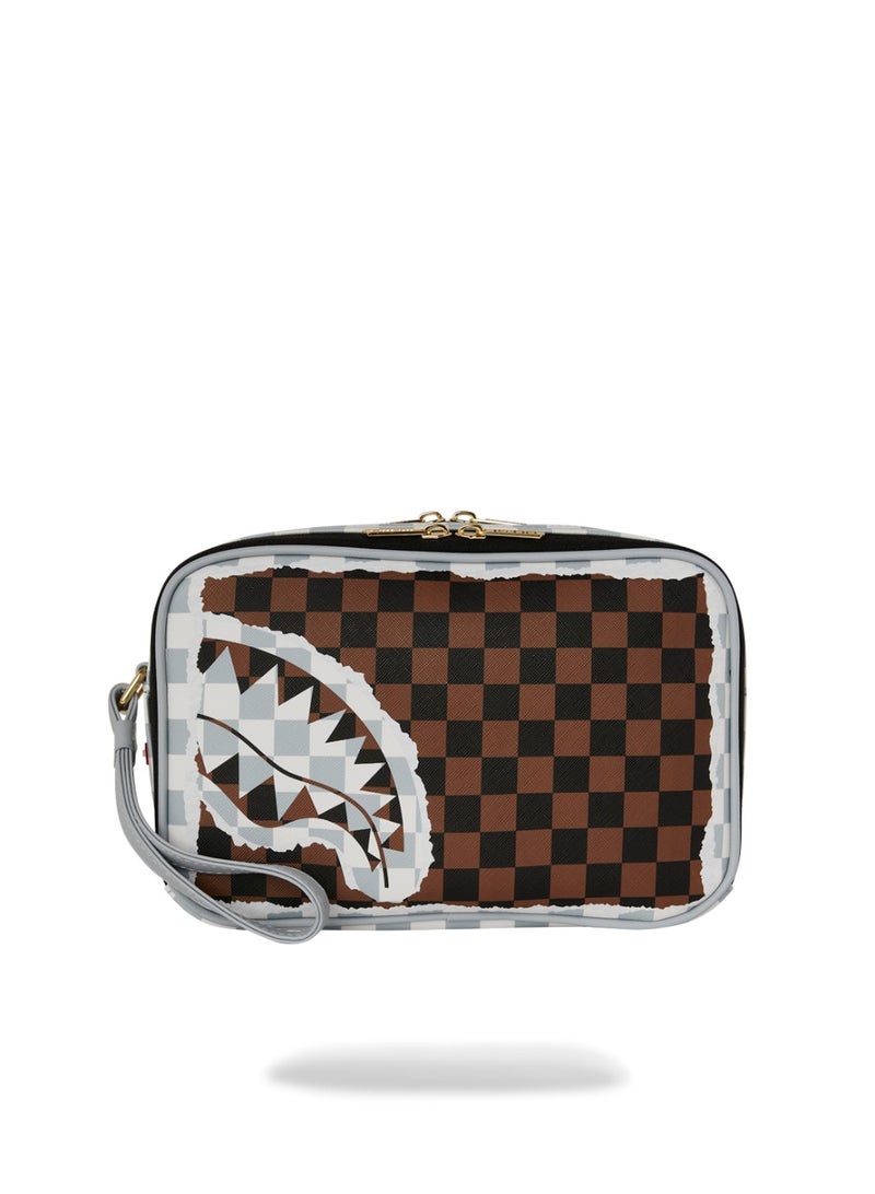 SPRAYGROUND SG CREAM AND BROWN TEAR CHECK TOILETRY BAG - Image 1