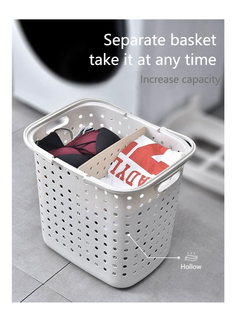 3-Tier Laundry Basket With Wheels White 42x34x45.5cm - Image 3