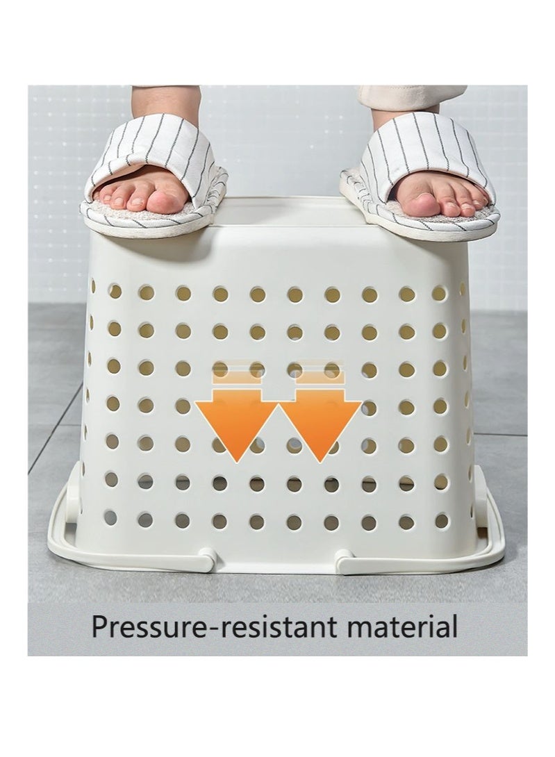 3-Tier Laundry Basket With Wheels White 42x34x45.5cm - Image 4