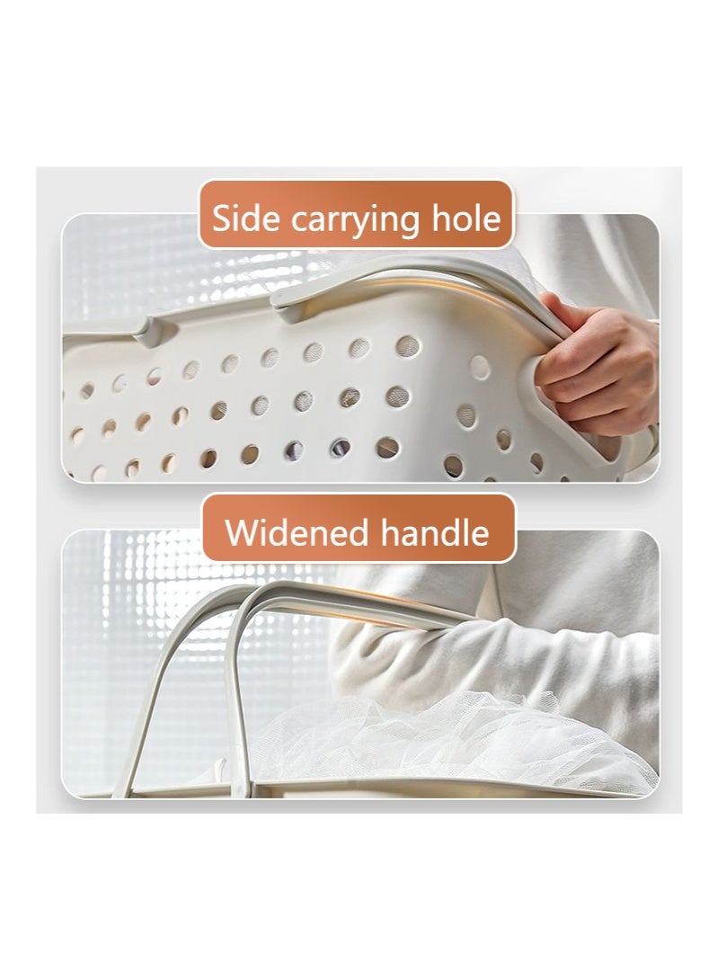 3-Tier Laundry Basket With Wheels White 42x34x45.5cm - Image 5