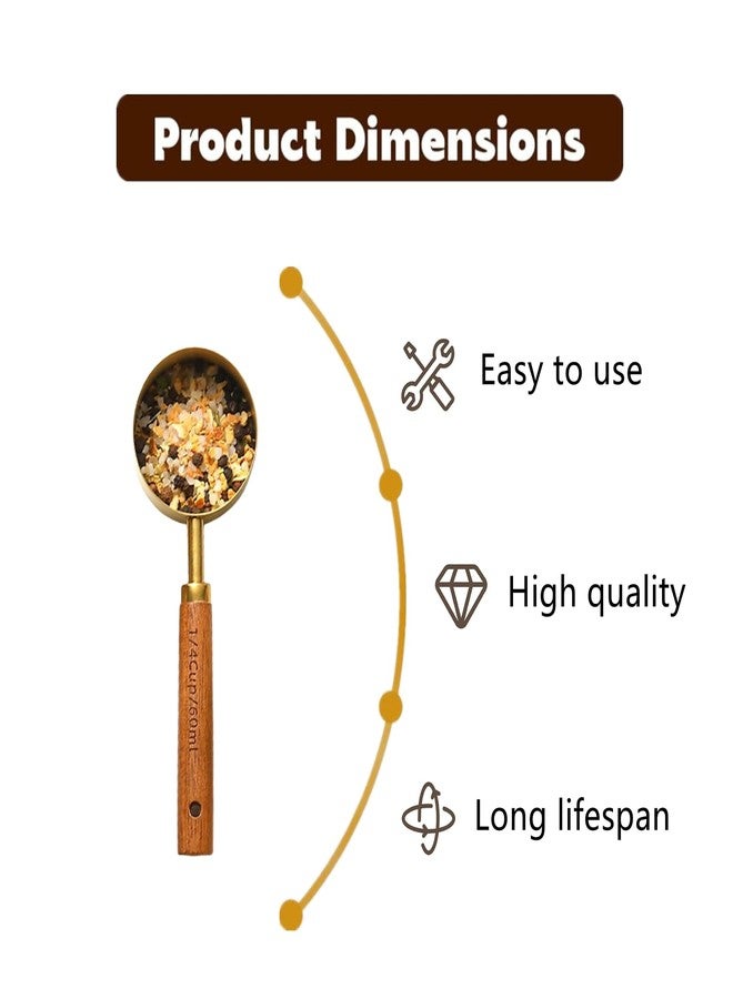Nanchroadly 2 Pack 1/4 Cup Scoop Exquisite Stainless Steels Food Measuring Tools with Wooden Handle for Kitchen(2 Oz. | 60 mL) - Image 3