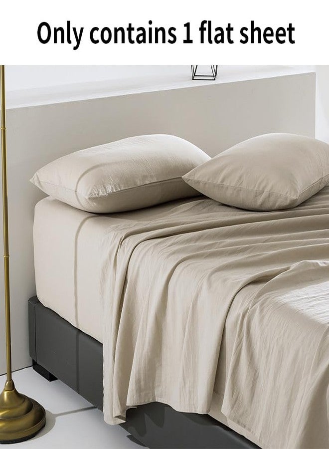 TUMEI Premium Linen French Flax Flat Sheet Only - 35% Euro Linen 65% Cotton Flax Linen Sheet, Stone Washed, Ultra Soft & Breathable, King Size（108”x102”，Linen）, 1-Piece Farmhouse Top Sheet - Image 3