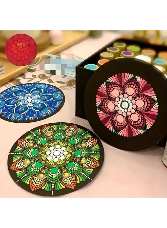 Black 10pcs Mandala Dotting Practice Paper Round 15cm For Wide Surfaces Floral Geometric Designs - Image 1