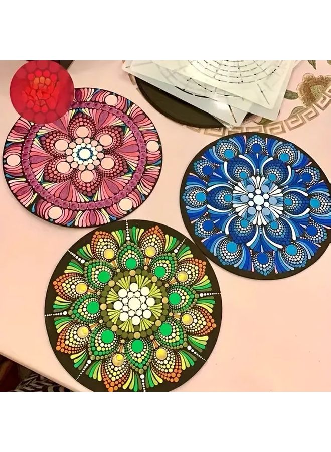 Black 10pcs Mandala Dotting Practice Paper Round 15cm For Wide Surfaces Floral Geometric Designs - Image 4