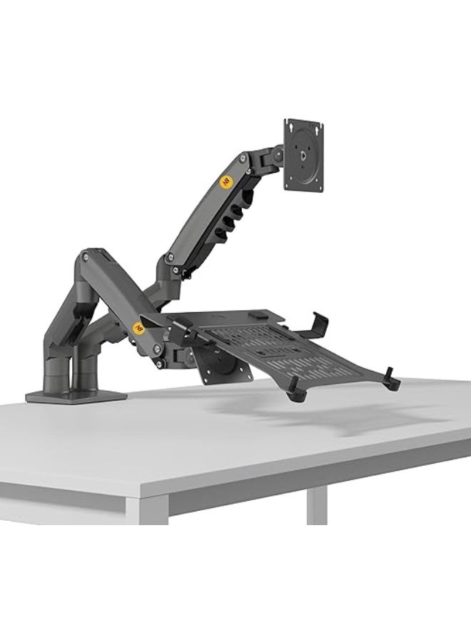 Dual monitor stand for sizes from 17 to 27 inches with adjustable laptop holder – convenient setup for organizing your workspace - Image 4