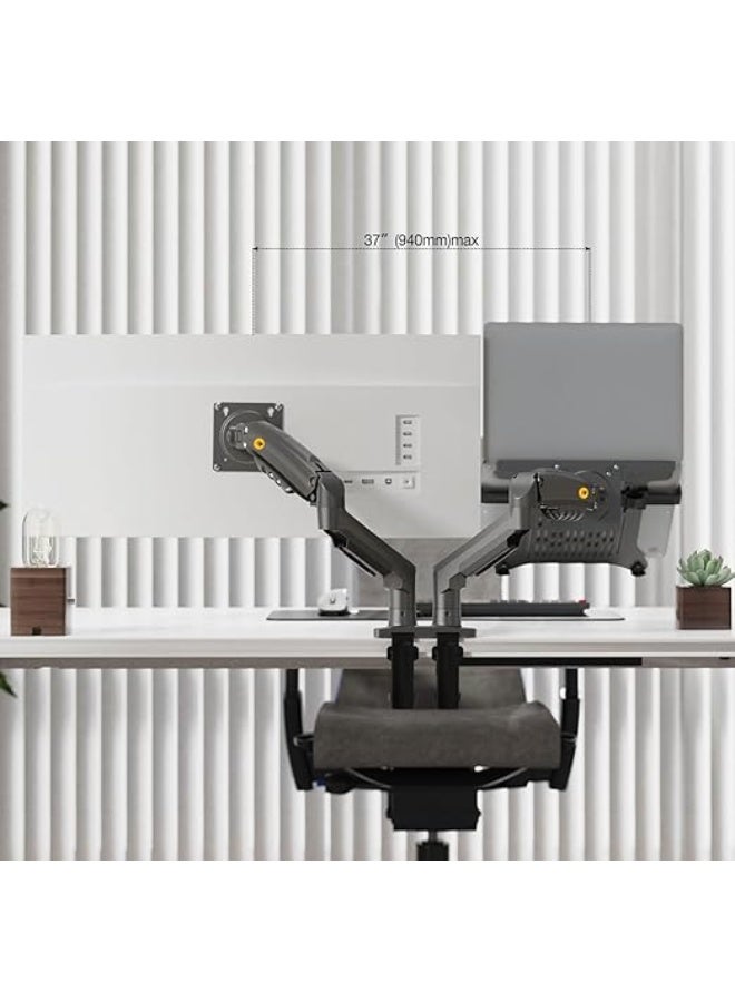 Dual monitor stand for sizes from 17 to 27 inches with adjustable laptop holder – convenient setup for organizing your workspace - Image 3