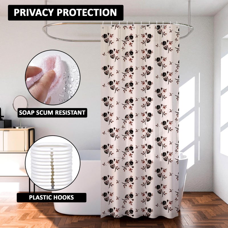 Kuber Industries Kuber Industries (Pack of 6) Shower Curtain | 7 Feet | PVC Waterproof Window Curtain | Bathroom Shower Curtain | AC Curtains | Bathtub Curtains | 8 Rings Curtain | Brown Rose | Transparent - Image 4