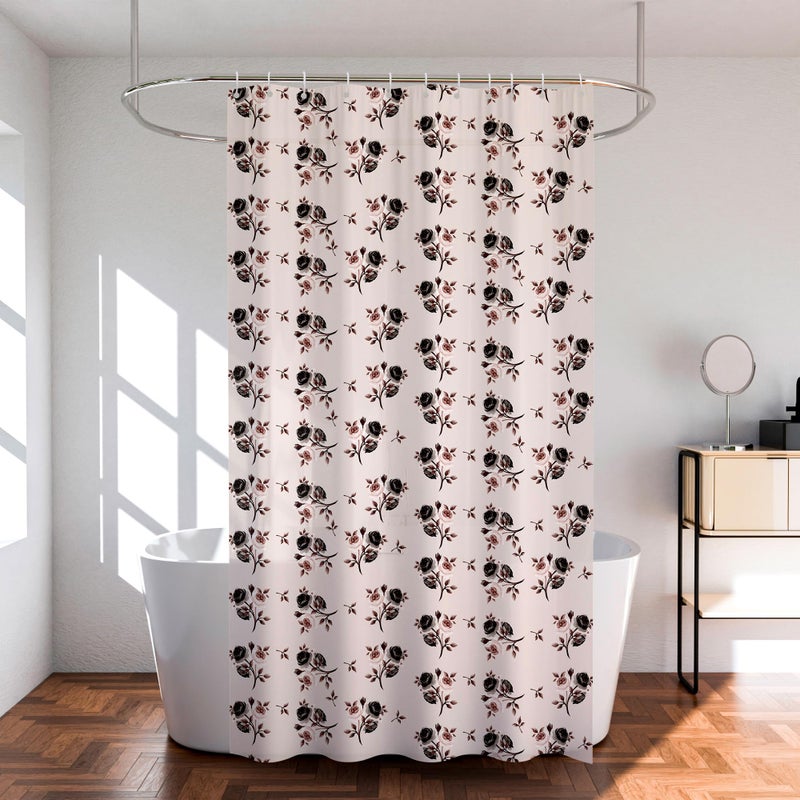 Kuber Industries Kuber Industries (Pack of 6) Shower Curtain | 7 Feet | PVC Waterproof Window Curtain | Bathroom Shower Curtain | AC Curtains | Bathtub Curtains | 8 Rings Curtain | Brown Rose | Transparent - Image 1