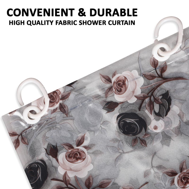 Kuber Industries Kuber Industries (Pack of 6) Shower Curtain | 7 Feet | PVC Waterproof Window Curtain | Bathroom Shower Curtain | AC Curtains | Bathtub Curtains | 8 Rings Curtain | Brown Rose | Transparent - Image 2