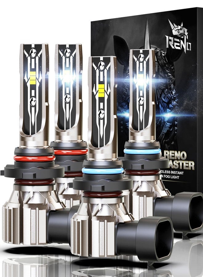 RENO 9005 9006 Bulb Combo, 9005 9006 Fog Bulbs 6500K White 9006 9005 Lights Fanless In Line Plug and Play, Pack of 4 - Image 1