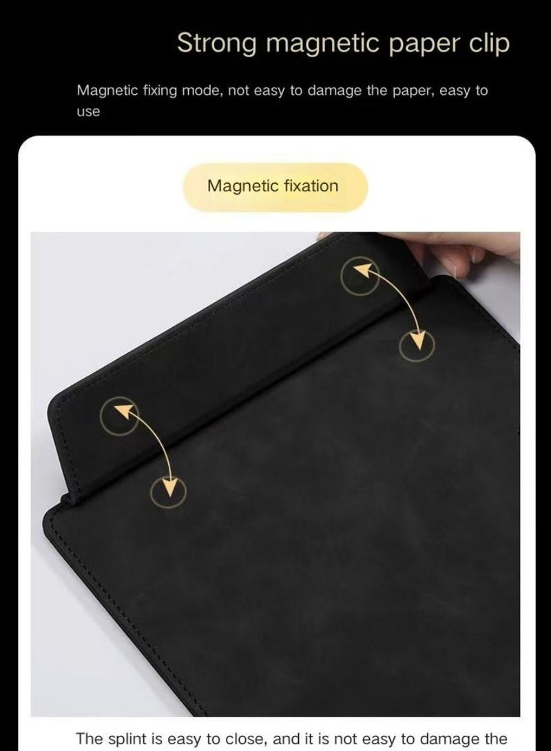 PAPERSAY Magnetic Leather Clipboard File Clipboard Holder, Meeting Minutes Vertical Writing Board, Signature Board Holder Cardboard with Pen Slot for Office, Home, School (Grey) - Image 3