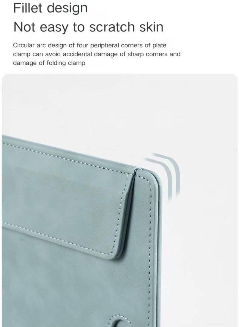 PAPERSAY Magnetic Leather Clipboard File Clipboard Holder, Meeting Minutes Vertical Writing Board, Signature Board Holder Cardboard with Pen Slot for Office, Home, School (Grey) - Image 5