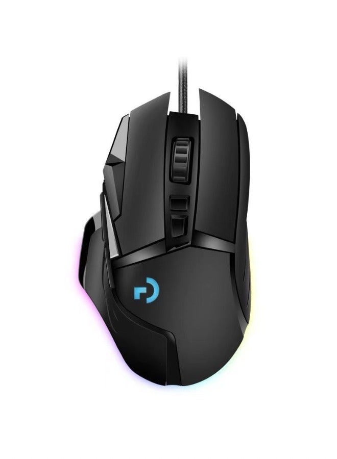 haleemy LG502 High-Performance Wired Gaming Mouse, featuring superior sensor technology, adjustable weight with a comfortable design, and multiple programmable buttons, compatible with PC and Mac. - Image 1