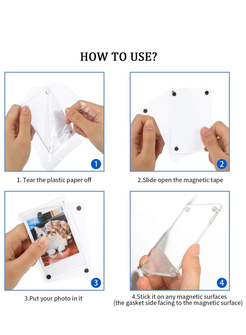 Acrylic Fridge Magnetic Photo Frame, Acrylic Picture Frame, Magnet Double Sided Refrigerator Mini Picture Frame Clear Picture Display Frame 2.36 x 3.54 Inch  - Image 5