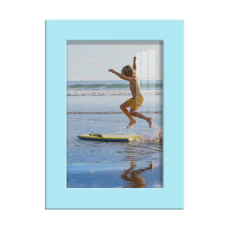Renditions Gallery 4x6 inch Picture Frame Highend Modern Style Made of Solid Wood and High Definition Glass Ready for Wall and Tabletop Photo Display Blue Frame