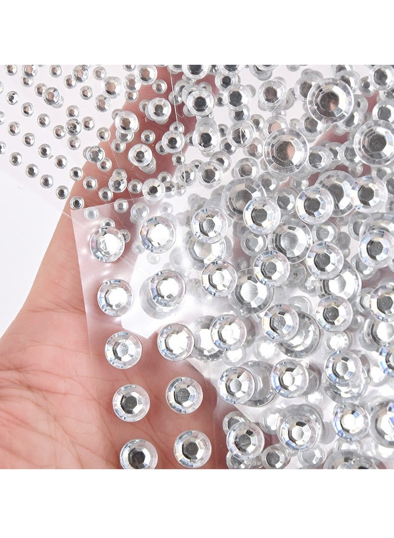 3 Sheets Self-Adhesive Pearl Eyeshadow Stickers (495PCS), 3D White Hair & Face Gems, Multi-Size Pearls for Bridal Makeup, Festival Look & DIY Decorations - Image 2