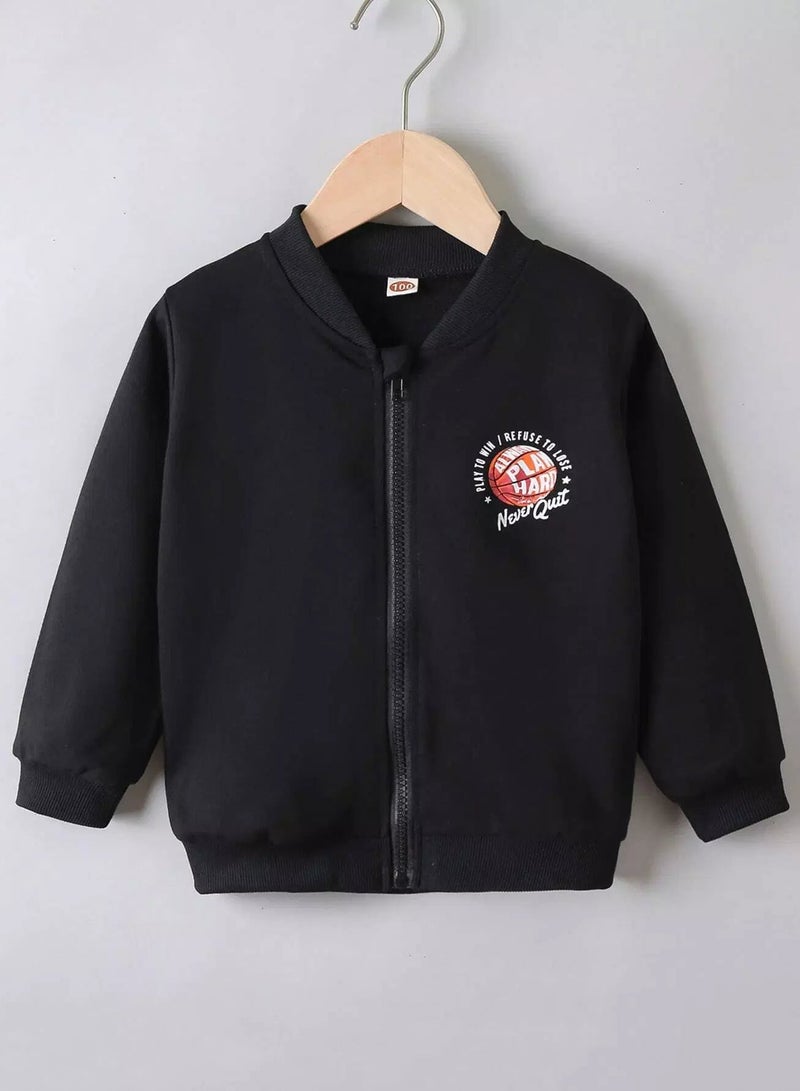 Toddler Boys Slogan Graphic Bomber Sweatshirt  - Image 1