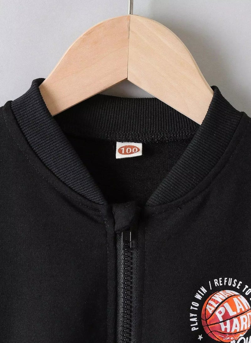 Toddler Boys Slogan Graphic Bomber Sweatshirt  - Image 5
