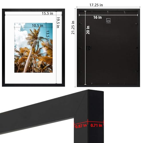 Frametory, 16x20 Black Picture Frame - Display Pictures 11x14 Photo with Mat - Wide Molding (16x20, Black) - Image 2