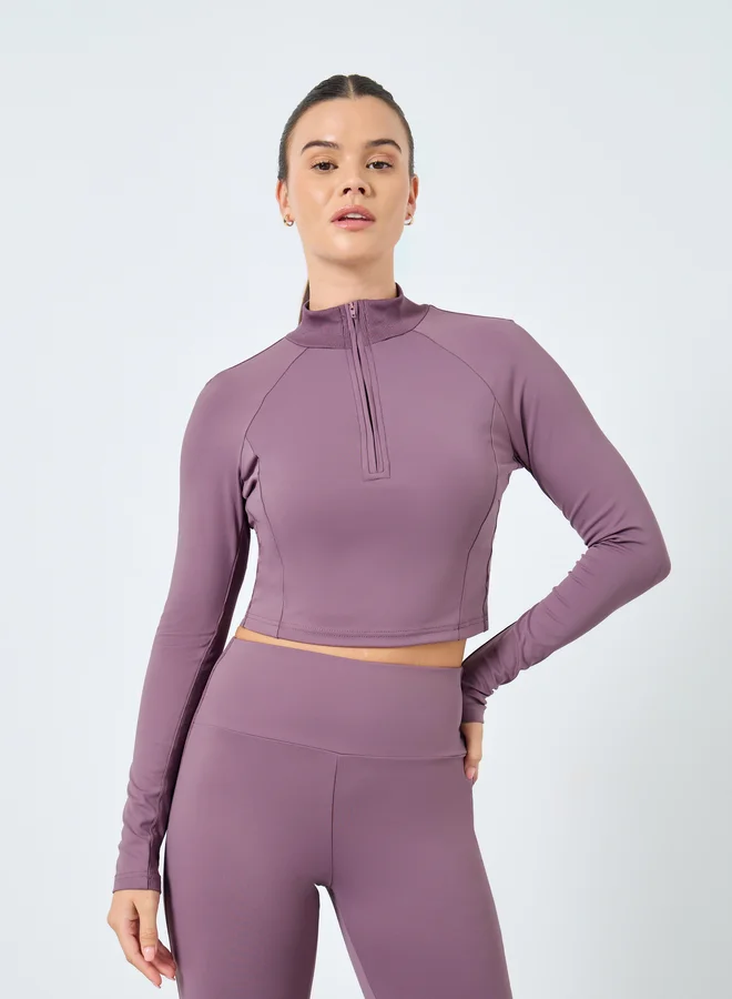 Styli Styli Rib Panels Half Zip Top and Leggings Set