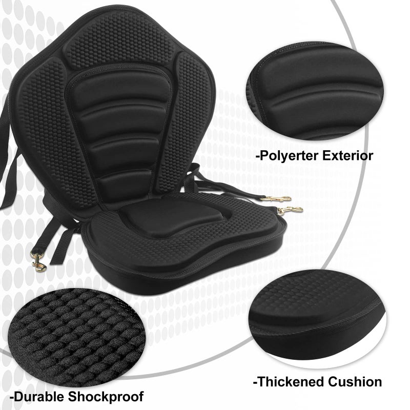 HLOGREE Kayak Thicken Seat Deluxe Plus Padded Seat with Storage Bag,1PC Boat Seat Cushioned High Back Comfortable Backrest Replacement Seat for Kayak Ocean Sup with Kayaks Accessories - Image 5