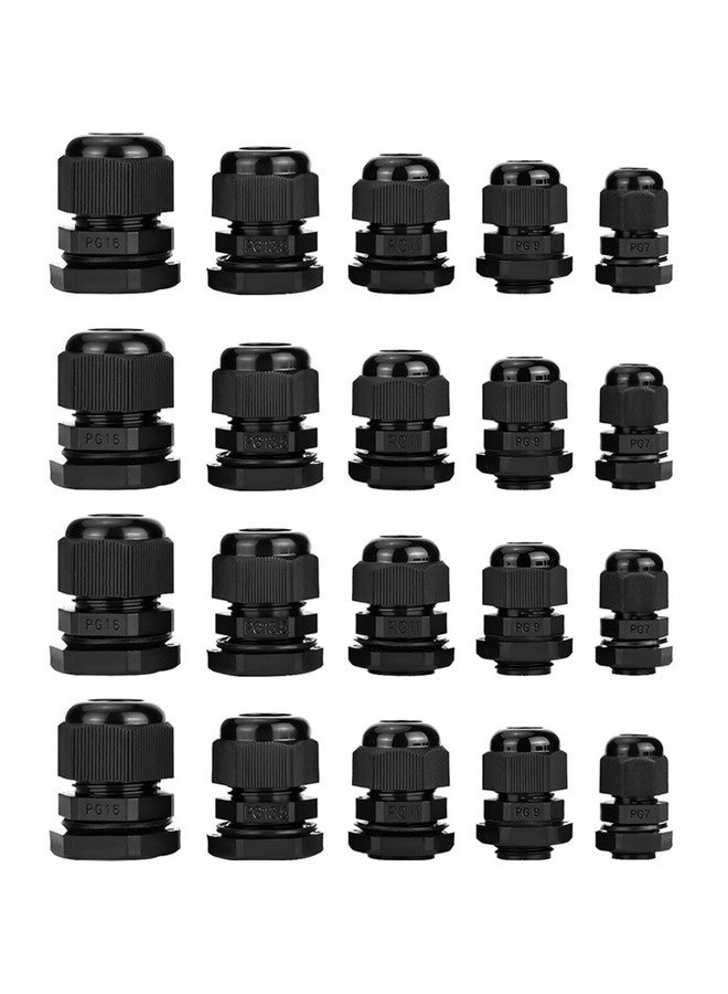 eBoot Plastic Waterproof Adjustable 3.5-13mm Cable Glands Joints, PG7, PG9, PG11, PG13.5, PG16, Pack of 20 - Image 1