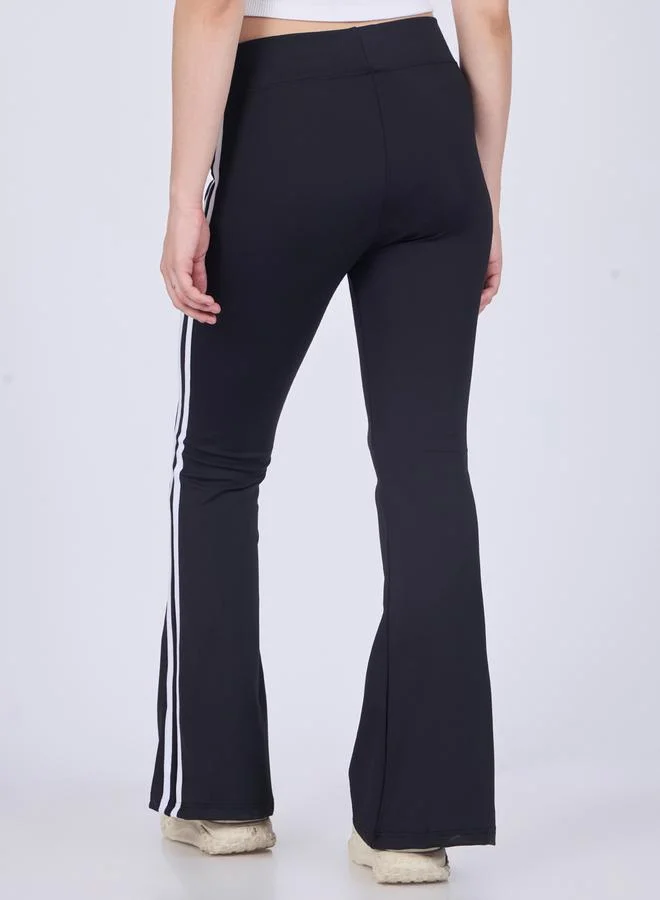 OUTZIDR  Black Flared Contrast Striped Leggings for Women | Best Price UAE
