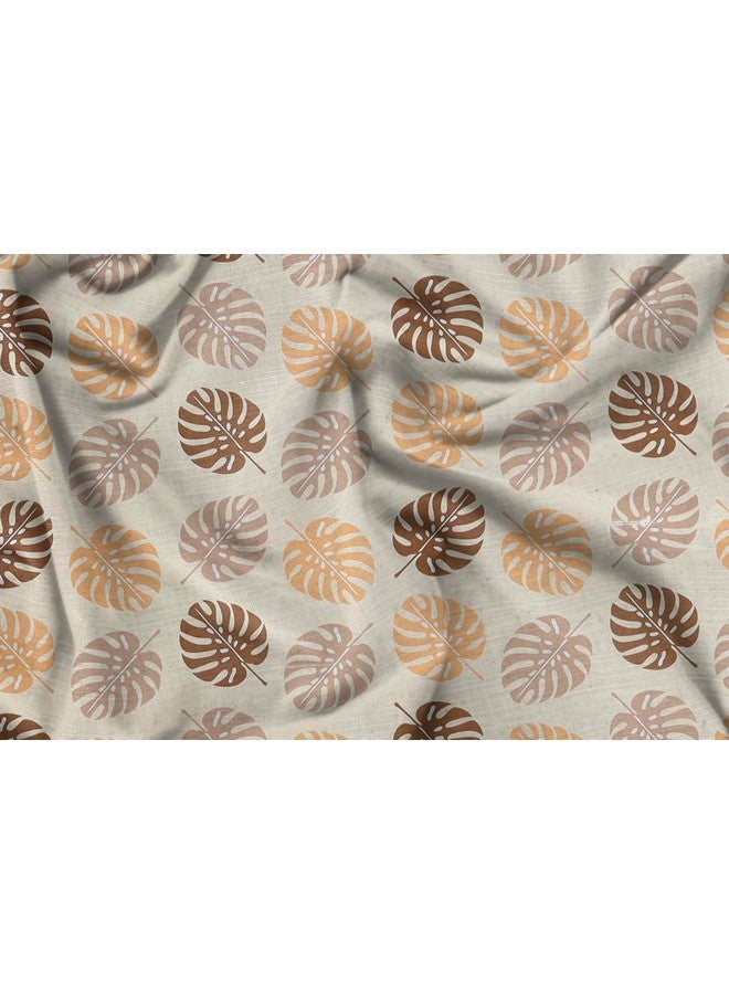 BSB HOME BSB HOME Premium Cotton Flat Double Bedsheets with 2 King Size Pillow Covers | Double Bed Breathable | Wrinklefree | Ultrasoft 200 TC Supersoft | 90x90 Inches| Beige Brown Leaf Print  - Image 4