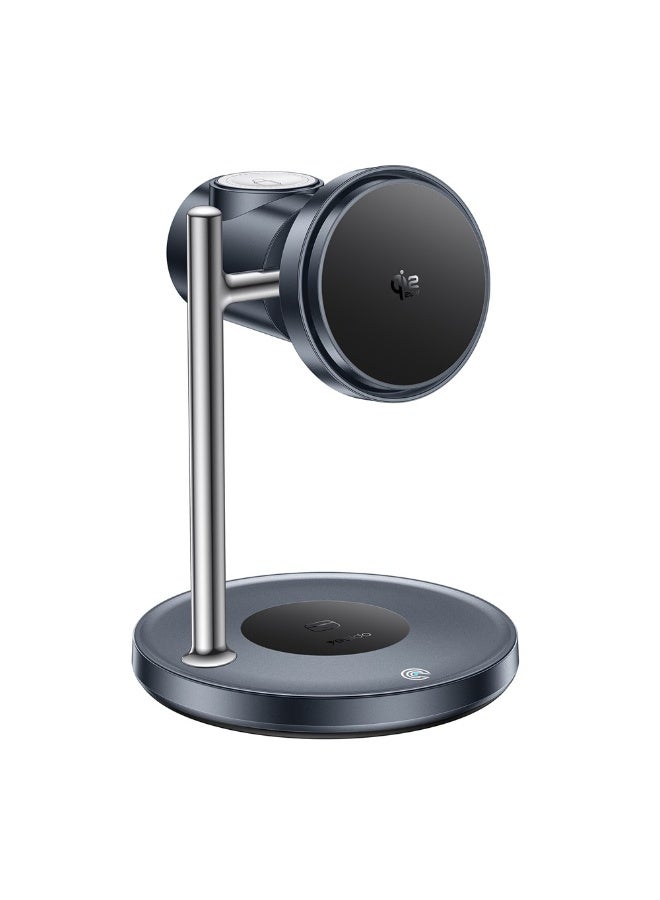 Yesido DS40 Qi2 3-in-1 Magnetic Wireless Charger Stand 32.5W - 25W Fast Charging Station with Cooling Fan for iPhone/Android & Apple/Samsung Watch - Black/Grey - Image 1