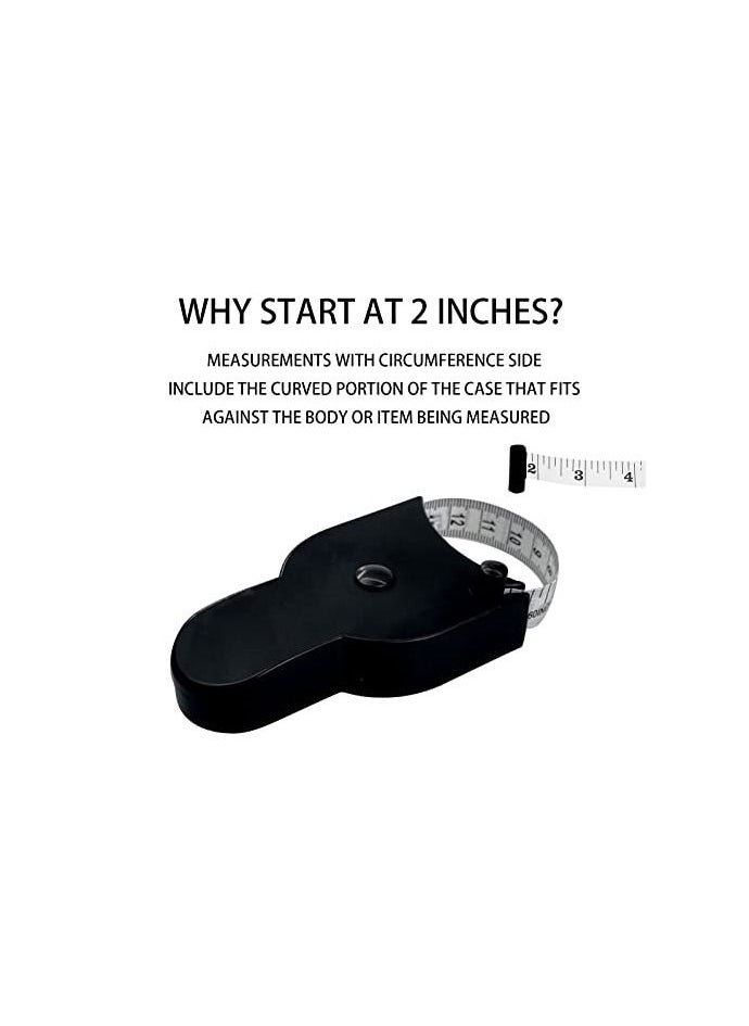Generic - Automatic Telescopic Tape Measure, Ergnomic Self-Tightening Body Measure Tape, Lock Pin and Push-Button Retract, Portable Design Double Scales Rulers for Arms Thigh and Waist (Black) - Image 1