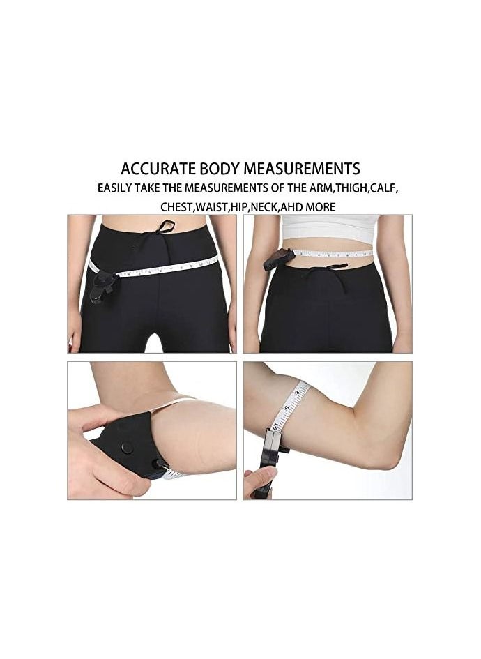 Generic - Automatic Telescopic Tape Measure, Ergnomic Self-Tightening Body Measure Tape, Lock Pin and Push-Button Retract, Portable Design Double Scales Rulers for Arms Thigh and Waist (Black) - Image 1