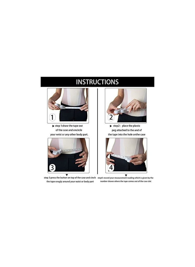 Generic - Automatic Telescopic Tape Measure, Ergnomic Self-Tightening Body Measure Tape, Lock Pin and Push-Button Retract, Portable Design Double Scales Rulers for Arms Thigh and Waist (Black) - Image 1