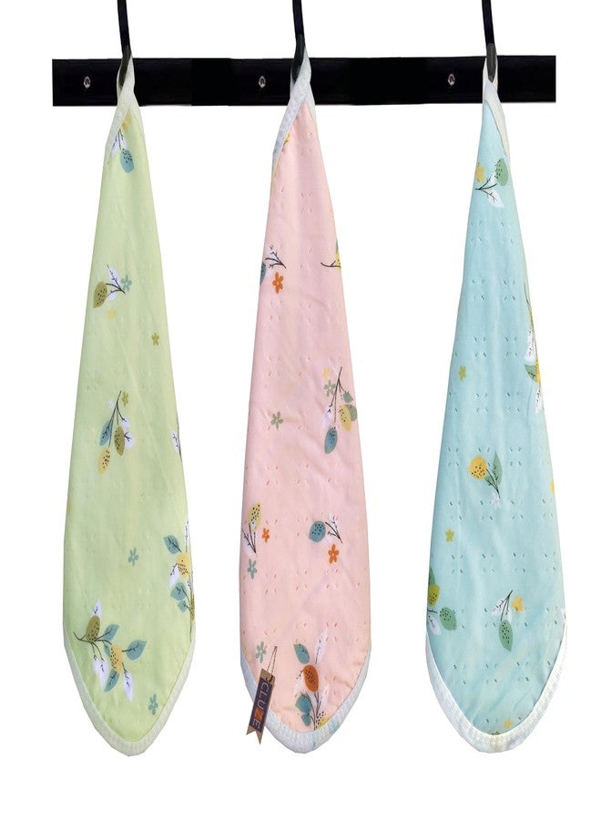 CLUZE Two in One Super Soft Absorbent Handkerchief Cotton & Microfiber in One Hand Towel for Newborn Babies Kids Double Sided with Hanging Loops (25x25 cm) (Pack of 3) - Image 1