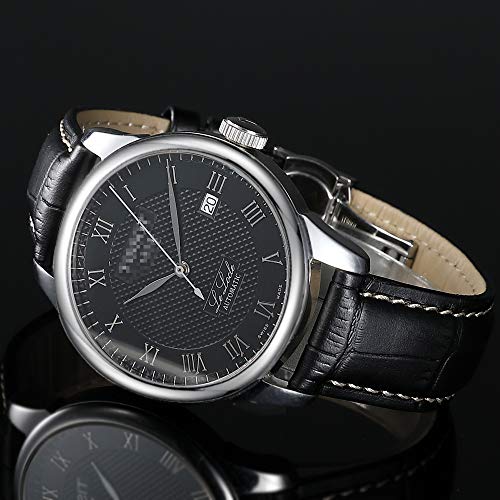 iStrap Leather Watch Band -Alligator Grain Embossed Pattern Calfskin Replacement Strap-Stainless Steel Deployment Buckle with Push Buttons-Bracelet for Men Women-18mm 19mm 20mm 21mm 22mm 24mm - Image 3
