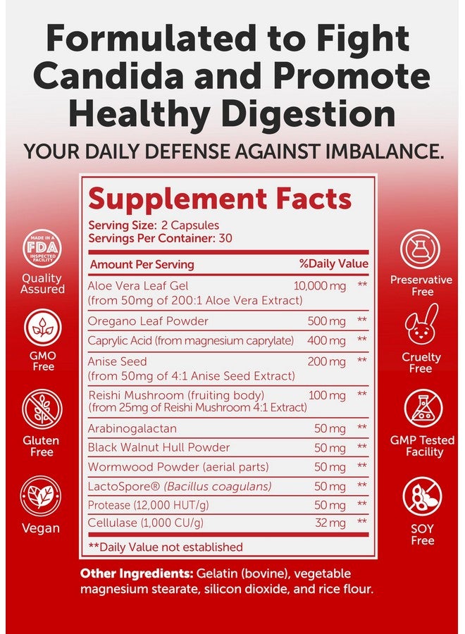 Lunakai USA Made Candida Cleanse Detox for Women & Men - 11-in-1 Gut Cleanse & Candida Support with Caprylic Acid & Enzymes, 60ct - Image 5