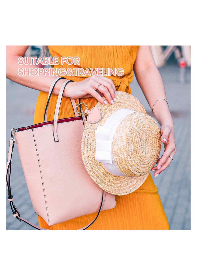Magnetic Hat Clip for Travel, PU Leather Multifunctional Fashion Hat Holder Clip for Men and Women, Portable Cap Clips for Bag Handbag Backpack Luggage Purse, Heart Pattern, 1 Pcs, Pink