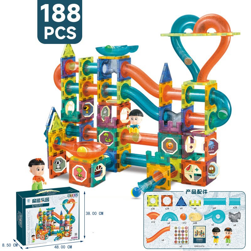 Q-Color Window Magnetic Tiles Children'S Educational Magnetic Assembly Pipe Building Blocks Versatile Construction Track Toy Gift - Image 1