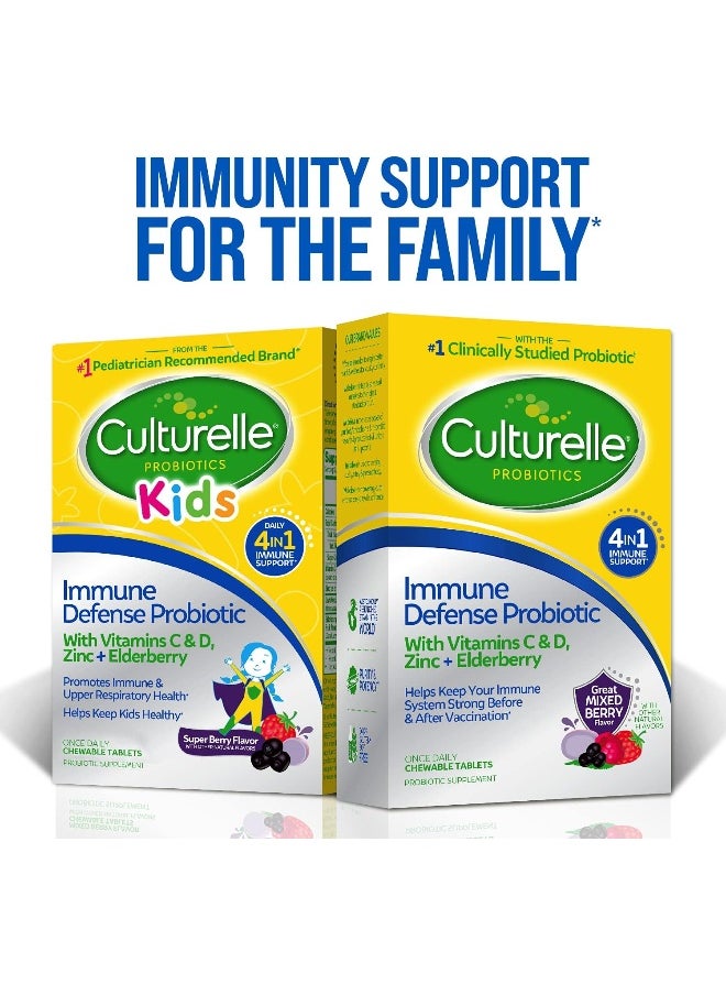 Culturelle - Immune Defense Probiotic With Vitamin C, Vitamin D And Zinc + Elderberry, Non-Gmo, 4-In-1 Immune Support For Kids Ages 3+, Mixed Berry Chewables, 30 Count - Image 1