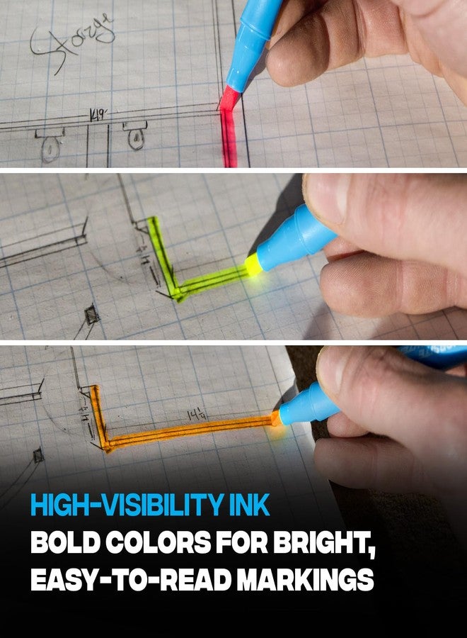 OX Pro 3-Pack Highlighter Set - Yellow, Orange, Pink 2-4mm Chisel End Highlighters - Quick-Drying Ink Ergonomic Grip, Durable Site Holster, Felt Tip Pens for Paper Markers OX-P635604 - Image 3