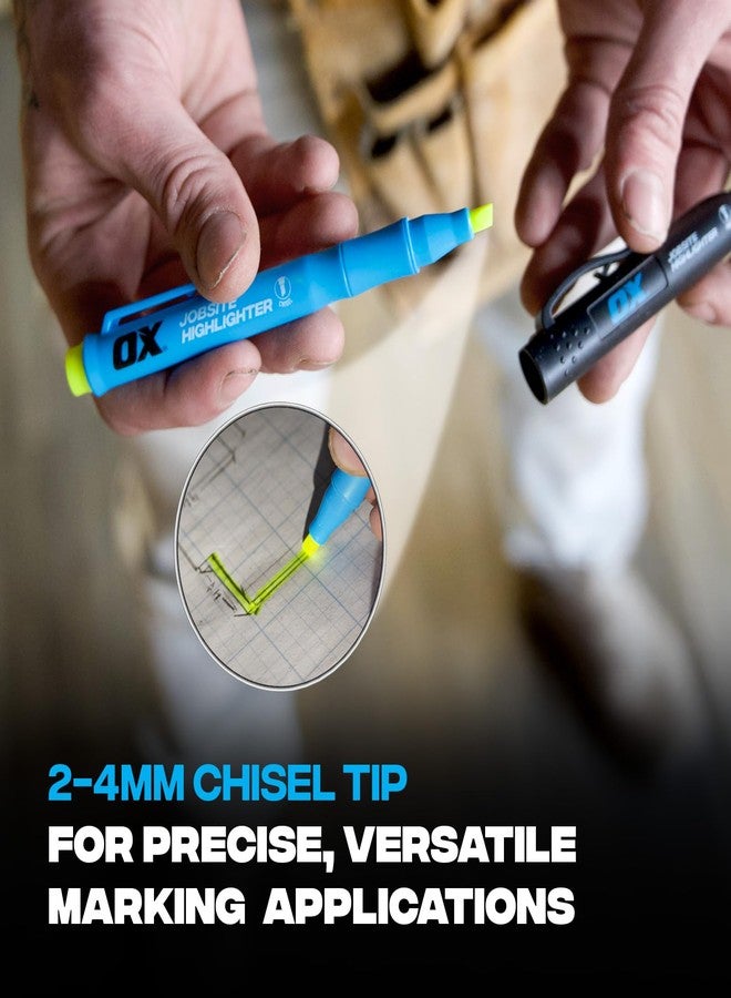 OX Pro 3-Pack Highlighter Set - Yellow, Orange, Pink 2-4mm Chisel End Highlighters - Quick-Drying Ink Ergonomic Grip, Durable Site Holster, Felt Tip Pens for Paper Markers OX-P635604 - Image 4